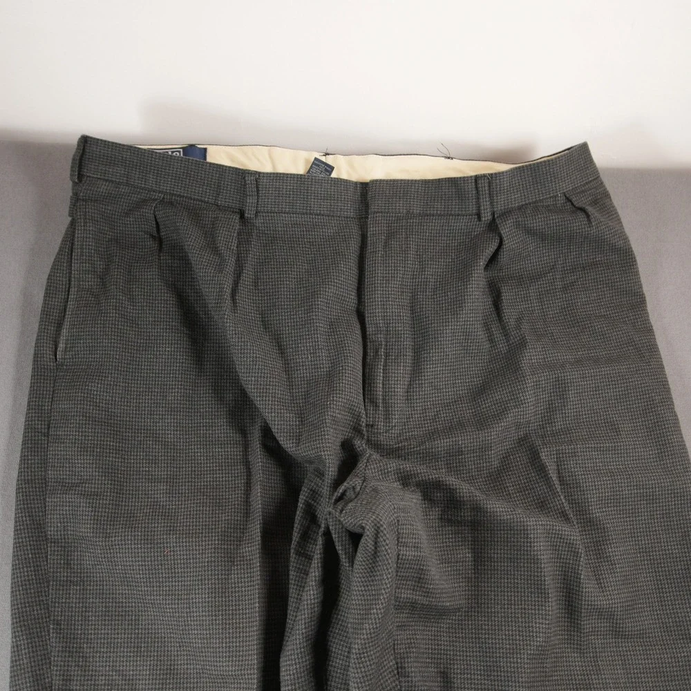 Vintage Polo Ralph Lauren Houndstooth Pleated D-Ring Adjusters Men Pants 42/28